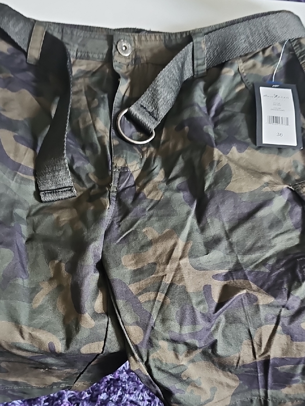 Camouflage Cargo Shorts with Web Belt - Men